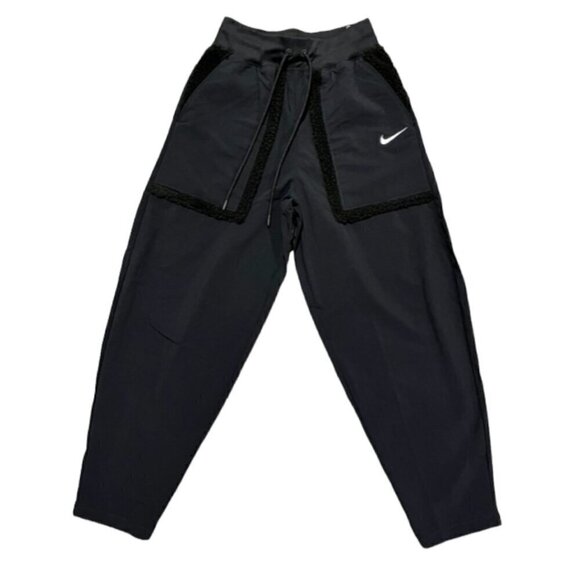 Nike NWOT Women's Sportswear Essential Woven Black Fleece Jogger High Rise Pants - Picture 4 of 14